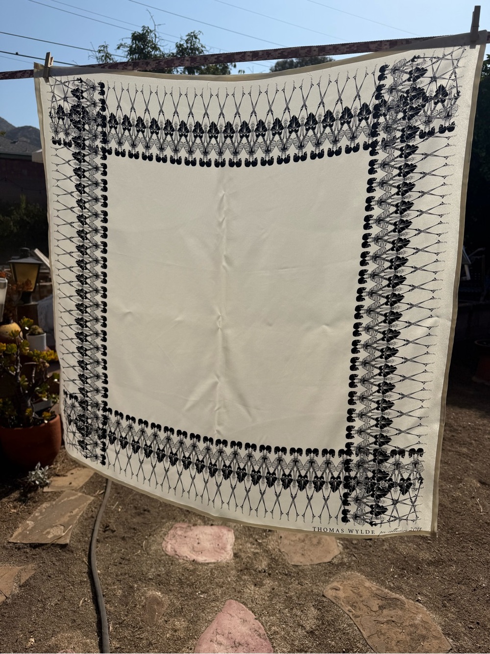 Thomas Wylde Cream Throw with Black Border Print